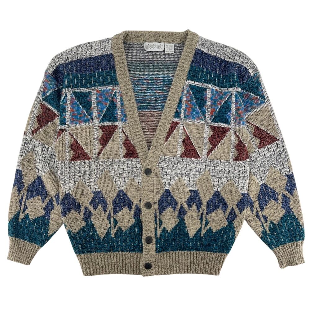 90s abstract pattern cardigan Sweater Graphix 1990s vintage